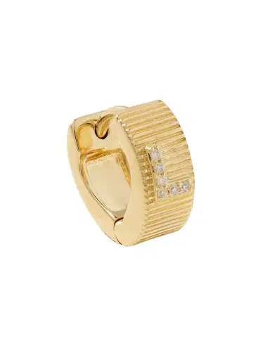 Foundrae Initial 18-karat Gold Diamond Single Hoop Earring | Thumbnail 1 Foundrae Initial 18-karat Gold Diamond Single Hoop Earring | Thumbnail 1