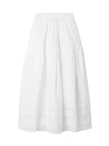 DÔEN Sebastiane Broderie Anglaise-trimmed Organic Cotton-poplin Midi Skirt | Thumbnail 1