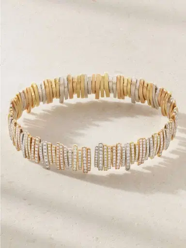 Suzanne Kalan 18-karat White, Rose And Yellow Gold Diamond Bangle | Thumbnail 3 Suzanne Kalan 18-karat White, Rose And Yellow Gold Diamond Bangle | Thumbnail 3