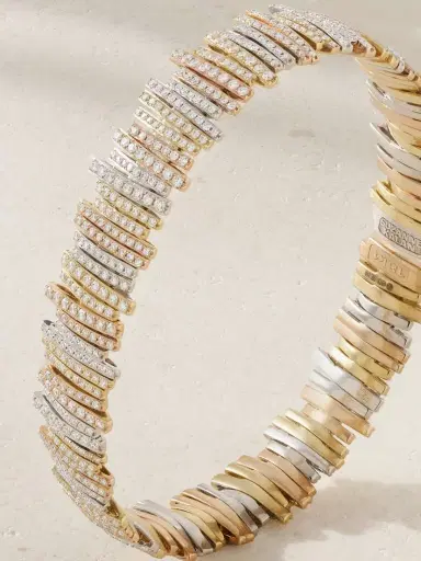 Suzanne Kalan 18-karat White, Rose And Yellow Gold Diamond Bangle | Thumbnail 4 Suzanne Kalan 18-karat White, Rose And Yellow Gold Diamond Bangle | Thumbnail 4