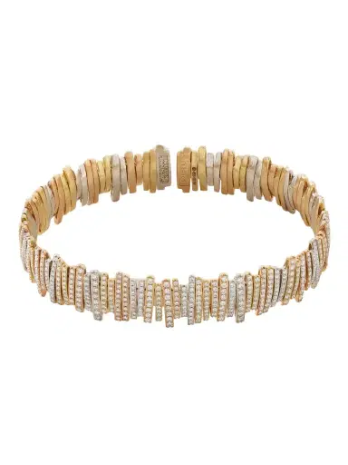 Suzanne Kalan 18-karat White, Rose And Yellow Gold Diamond Bangle | Thumbnail 1 Suzanne Kalan 18-karat White, Rose And Yellow Gold Diamond Bangle | Thumbnail 1