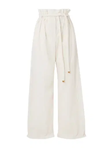 Loro Piana Tristin Belted Checked Cotton-blend Wide-leg Pants | Thumbnail 1 Loro Piana Tristin Belted Checked Cotton-blend Wide-leg Pants | Thumbnail 1