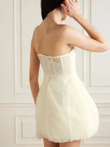 Danielle Frankel Bernie Strapless Draped Tulle And Satin Mini Dress | Thumbnail 3