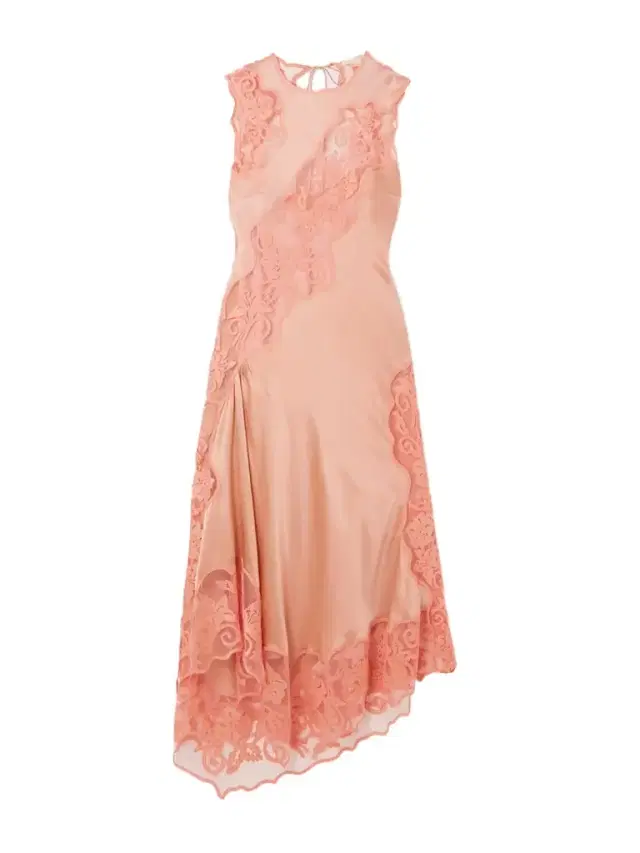 Kaia Open-back Asymmetric Appliquéd Tulle-trimmed Silk-charmeuse Midi Dress