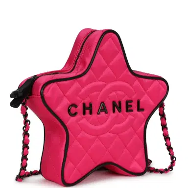 Chanel Chanel CC Star Bag Fuchsia and Black Satin Black Metal Hardware | Thumbnail 2 Chanel Chanel CC Star Bag Fuchsia and Black Satin Black Metal Hardware | Thumbnail 2