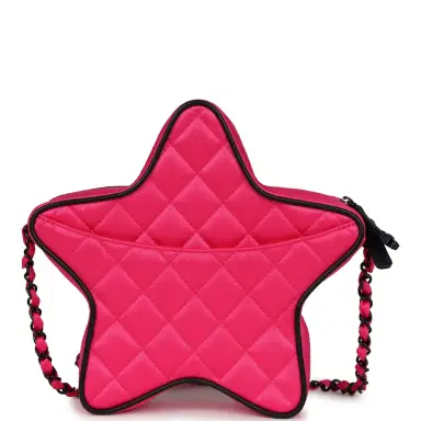 Chanel Chanel CC Star Bag Fuchsia and Black Satin Black Metal Hardware | Thumbnail 4 Chanel Chanel CC Star Bag Fuchsia and Black Satin Black Metal Hardware | Thumbnail 4