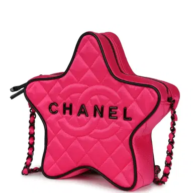 Chanel Chanel CC Star Bag Fuchsia and Black Satin Black Metal Hardware | Thumbnail 5 Chanel Chanel CC Star Bag Fuchsia and Black Satin Black Metal Hardware | Thumbnail 5