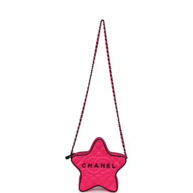 Chanel Chanel CC Star Bag Fuchsia and Black Satin Black Metal Hardware | Thumbnail 8 Chanel Chanel CC Star Bag Fuchsia and Black Satin Black Metal Hardware | Thumbnail 8