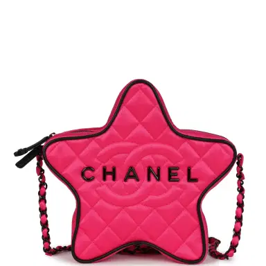 Chanel Chanel CC Star Bag Fuchsia and Black Satin Black Metal Hardware | Thumbnail 1 Chanel Chanel CC Star Bag Fuchsia and Black Satin Black Metal Hardware | Thumbnail 1