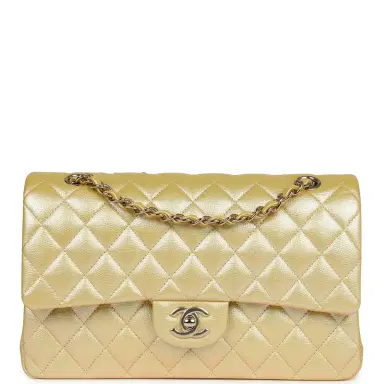 Chanel Chanel Medium Classic Double Flap Bag Yellow Iridescent Caviar Light Gold Hardware | Thumbnail 1 Chanel Chanel Medium Classic Double Flap Bag Yellow Iridescent Caviar Light Gold Hardware | Thumbnail 1