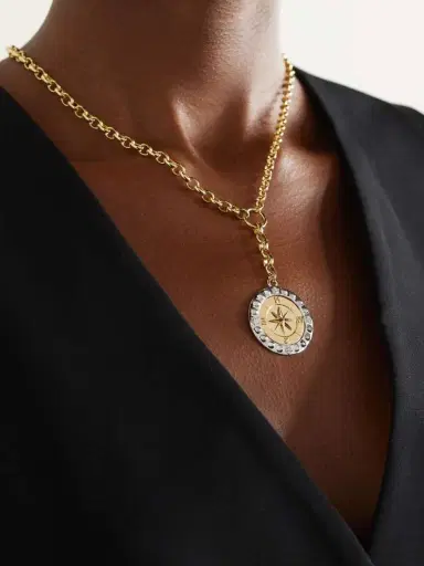 Foundrae Internal Compass 18-karat Yellow And White Gold Diamond Necklace | Thumbnail 2