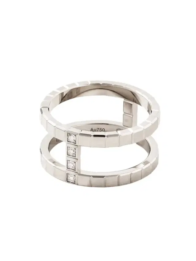 Ice Cube 18-karat White Gold Diamond Rings