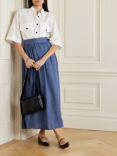 Loro Piana Belted Linen Maxi Wrap Skirt | Thumbnail 2