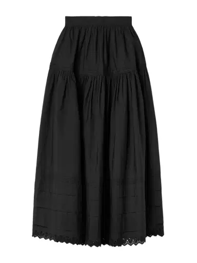 DÔEN Sebastiane Crochet-trimmed Organic Cotton-poplin Midi Skirt | Thumbnail 1