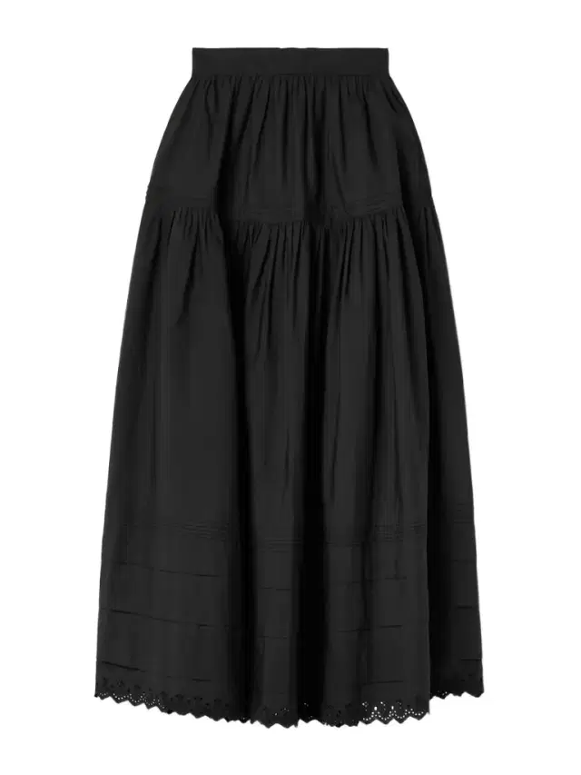 Sebastiane Crochet-trimmed Organic Cotton-poplin Midi Skirt