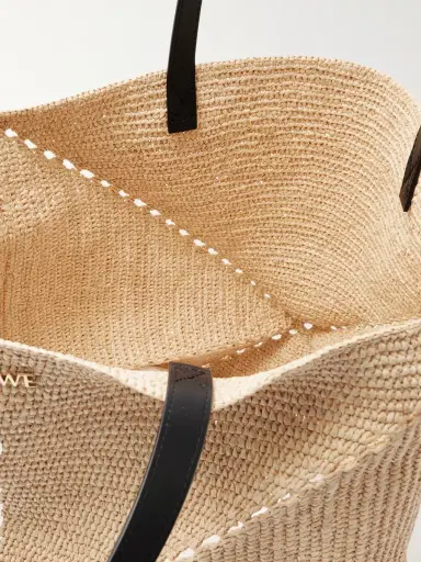 Loewe <ul> <li>paula's Ibiza Puzzle Fold Large Leather-trimmed Raffia Tote</li> </ul> | Thumbnail 5