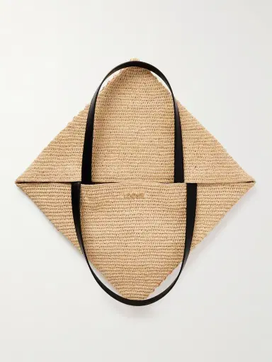 Loewe <ul> <li>paula's Ibiza Puzzle Fold Large Leather-trimmed Raffia Tote</li> </ul> | Thumbnail 6