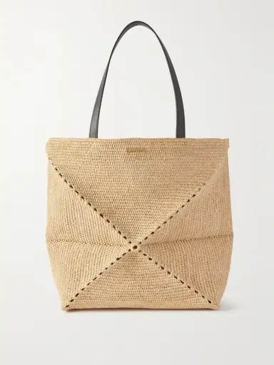 Loewe <ul> <li>paula's Ibiza Puzzle Fold Large Leather-trimmed Raffia Tote</li> </ul> | Thumbnail 7