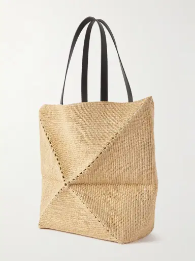 Loewe <ul> <li>paula's Ibiza Puzzle Fold Large Leather-trimmed Raffia Tote</li> </ul> | Thumbnail 9
