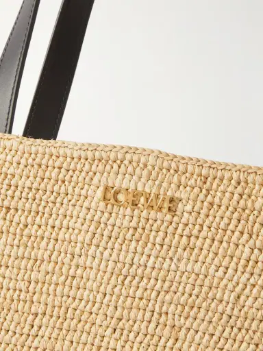 Loewe <ul> <li>paula's Ibiza Puzzle Fold Large Leather-trimmed Raffia Tote</li> </ul> | Thumbnail 10