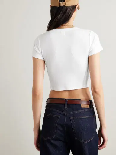 LESET Kelly Cropped Ribbed Stretch-cotton Jersey T-shirt | Thumbnail 4