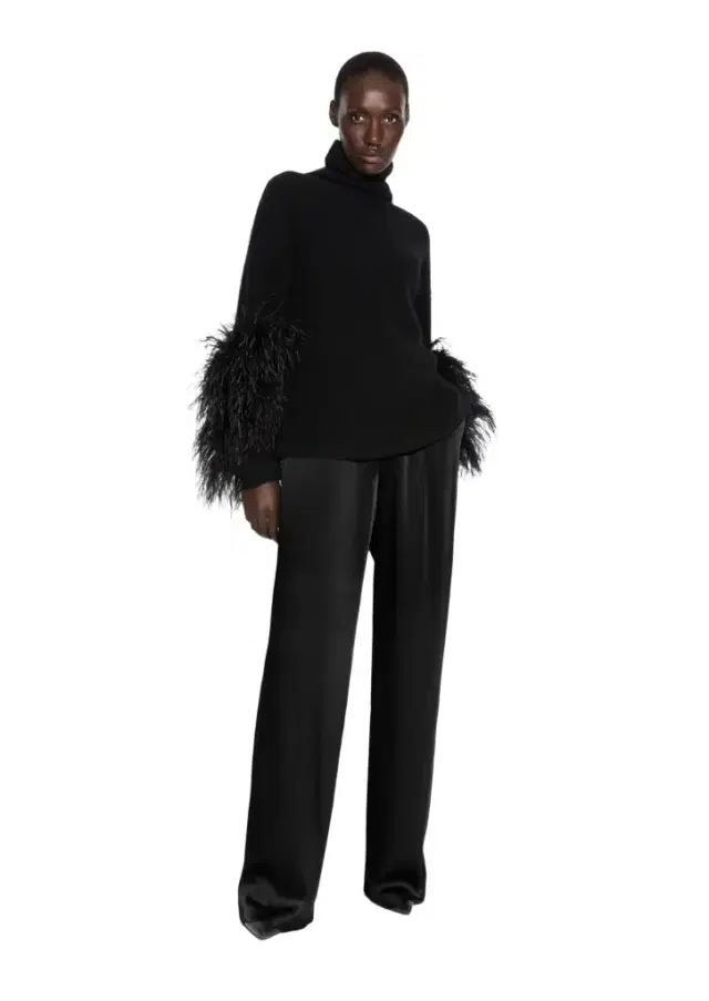 Cashmere Silk Turtleneck With Feathers