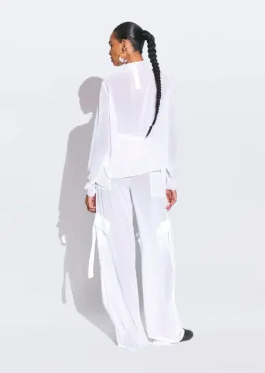LAPOINTE Georgette Overlap Drape Blouse | Thumbnail 2