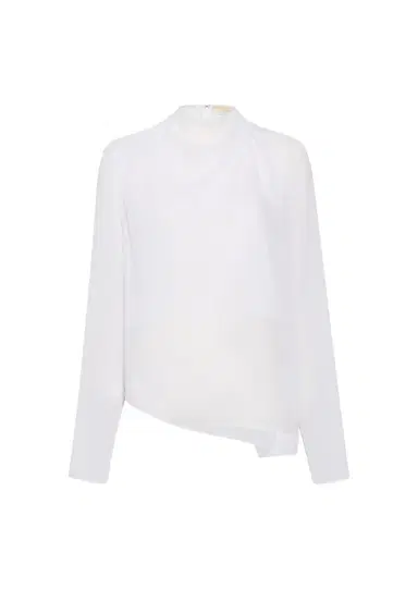 LAPOINTE Georgette Overlap Drape Blouse | Thumbnail 3