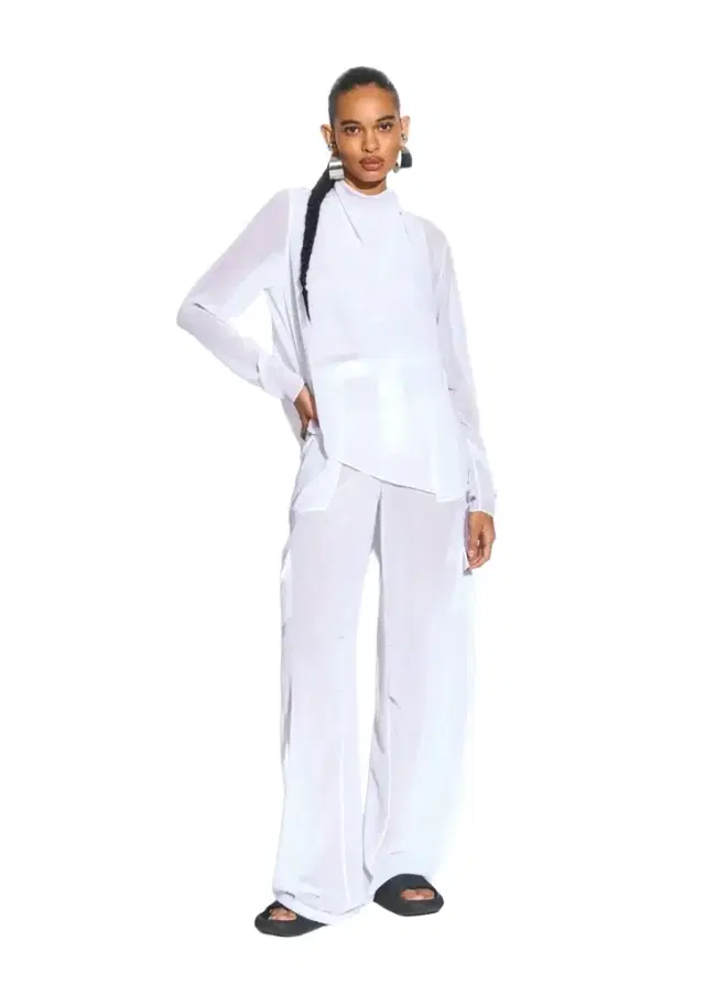 LAPOINTE Georgette Overlap Drape Blouse