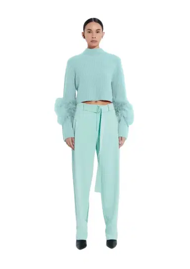 LAPOINTE Matte Crepe Belted Trouser | Thumbnail 1