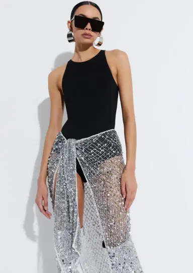 LAPOINTE Mesh Sequin Tie Cover-Up | Thumbnail 3
