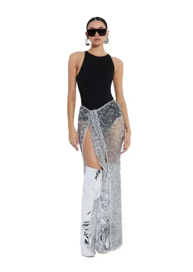 LAPOINTE Mesh Sequin Tie Cover-Up | Thumbnail 1