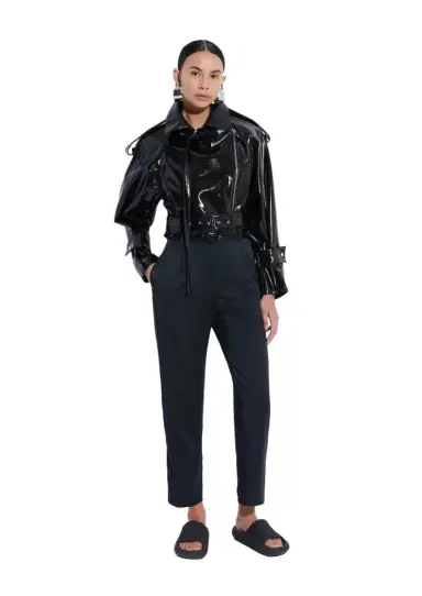Lapointe Satin Belted Cropped Pant | Thumbnail 1