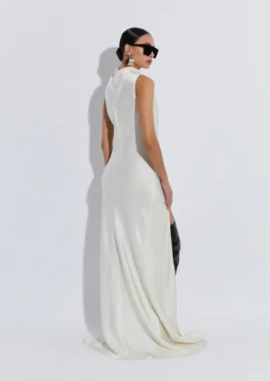 Lapointe Satin Drape Neck Sleeveless Gown | Thumbnail 2 Lapointe Satin Drape Neck Sleeveless Gown | Thumbnail 2