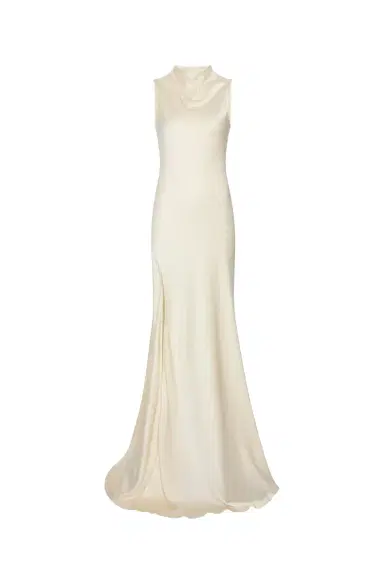 Lapointe Satin Drape Neck Sleeveless Gown | Thumbnail 3 Lapointe Satin Drape Neck Sleeveless Gown | Thumbnail 3