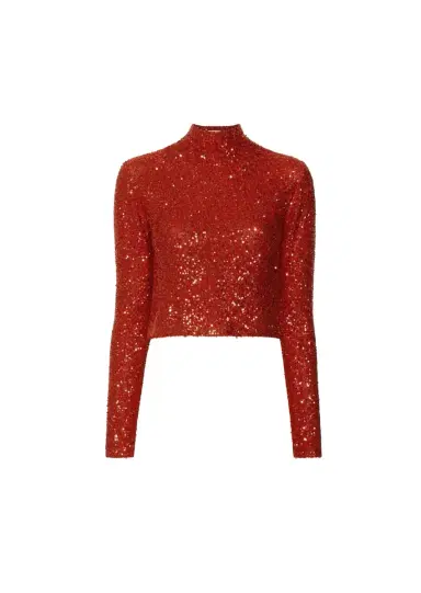 LAPOINTE Sequin Cashmere Cropped Top | Thumbnail 3
