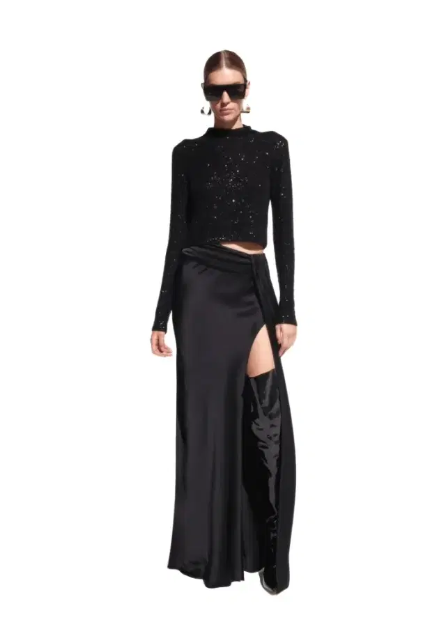 LAPOINTE Sequin Cashmere Cropped Top