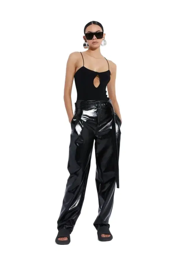 LAPOINTE Shiny Viscose Slit Bodysuit