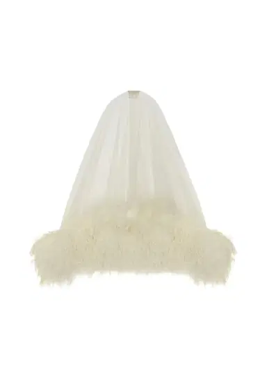 Lapointe Tulle Veil With Feathers | Thumbnail 1
