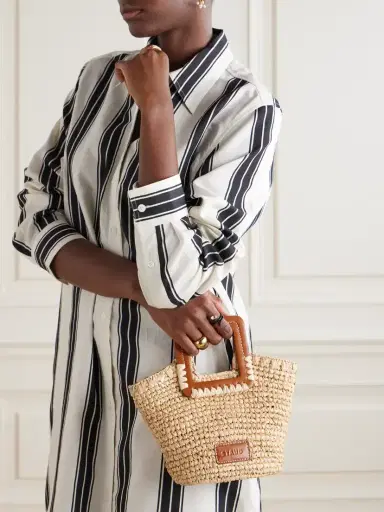 Staud Sienna Mini Leather-trimmed Raffia Tote | Thumbnail 2 Staud Sienna Mini Leather-trimmed Raffia Tote | Thumbnail 2