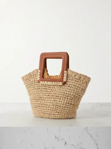 Staud Sienna Mini Leather-trimmed Raffia Tote | Thumbnail 3 Staud Sienna Mini Leather-trimmed Raffia Tote | Thumbnail 3