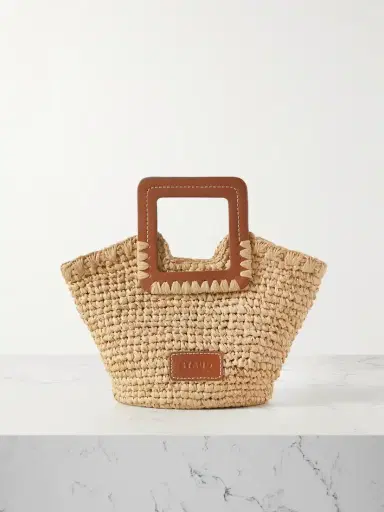 Staud Sienna Mini Leather-trimmed Raffia Tote | Thumbnail 1 Staud Sienna Mini Leather-trimmed Raffia Tote | Thumbnail 1