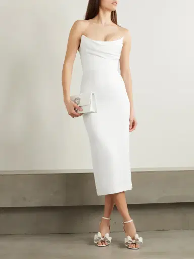 Alex Perry Strapless Draped Satin-crepe Midi Dress | Thumbnail 2 Alex Perry Strapless Draped Satin-crepe Midi Dress | Thumbnail 2