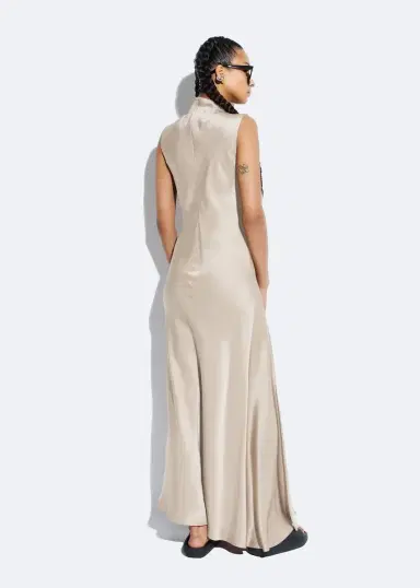 LAPOINTE Satin Drape Neck Sleeveless Dress | Thumbnail 2