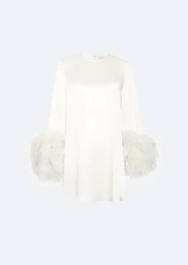 LAPOINTE Satin Dress With Feathers | Thumbnail 3 LAPOINTE Satin Dress With Feathers | Thumbnail 3