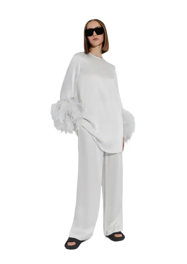 Satin Dress With Feathers