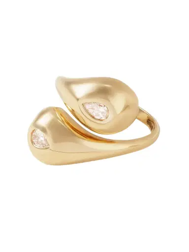 Mateo Twin Water Droplet 14-karat Gold Diamond Ring | Thumbnail 1 Mateo Twin Water Droplet 14-karat Gold Diamond Ring | Thumbnail 1