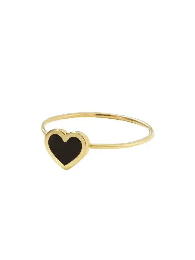 Extra Small Heart 18-karat Gold Onyx Ring