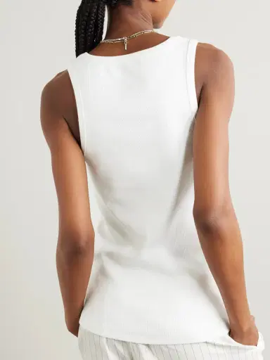 Moncler Embroidered Ribbed Stretch-cotton Tank | Thumbnail 4 Moncler Embroidered Ribbed Stretch-cotton Tank | Thumbnail 4