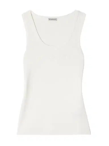 Moncler Embroidered Ribbed Stretch-cotton Tank | Thumbnail 1 Moncler Embroidered Ribbed Stretch-cotton Tank | Thumbnail 1